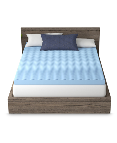 Vibe 4" Wave Convoluted Gel Memory Foam Mattress Topper, California King In Blue