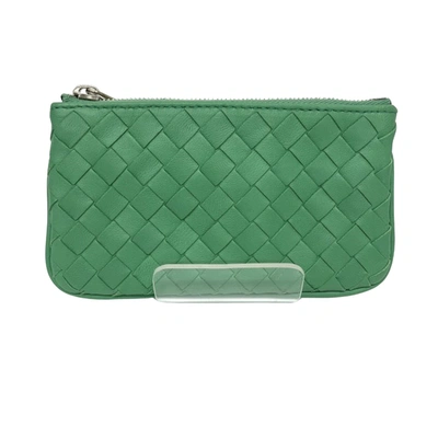 Shop Bottega Veneta Intrecciato Green Leather Wallet  ()