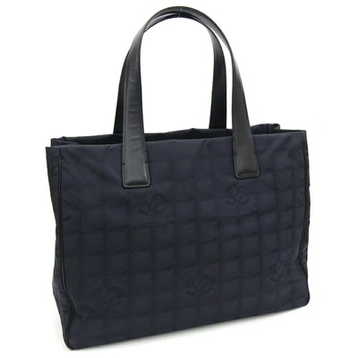 Pre-owned Chanel Travel Line Black Canvas Tote Bag ()