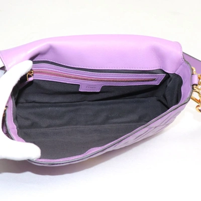 Shop Fendi Baguette Purple Leather Shoulder Bag ()