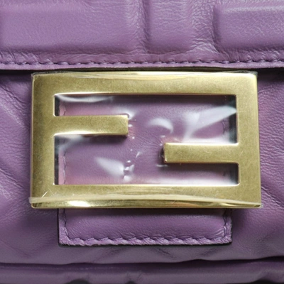 Shop Fendi Baguette Purple Leather Shoulder Bag ()