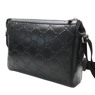 Shop Gucci Gg Embossé Black Leather Shopper Bag ()