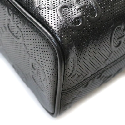 Shop Gucci Gg Embossé Black Leather Shopper Bag ()