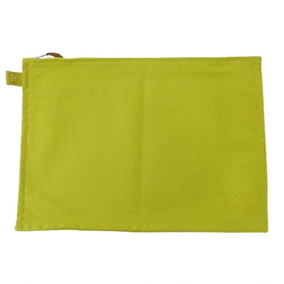 Shop Hermes Hermès Bora Bora Green Cotton Clutch Bag ()