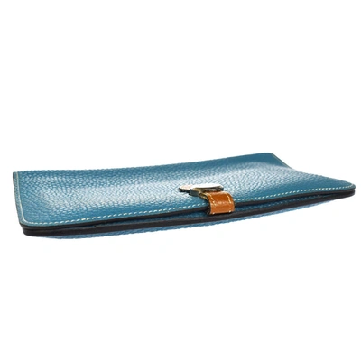 Shop Hermes Hermès Dogon Blue Leather Wallet  ()