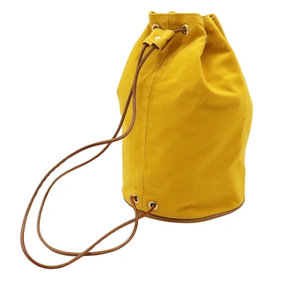 Shop Hermes Hermès Polochon Mimil Yellow Canvas Shoulder Bag ()