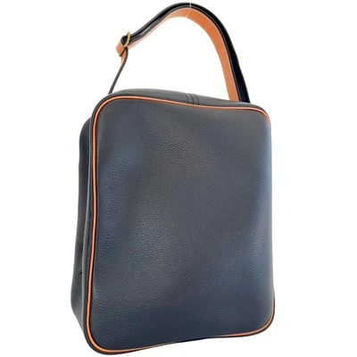 Shop Hermes Hermès Victoria Navy Leather Shoulder Bag ()