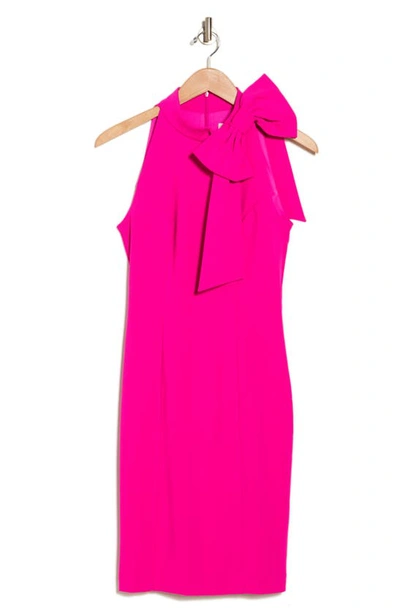 Shop Eliza J Neck Tie Sleeveless Dress In Fuchsia