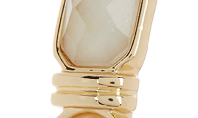 Shop Anne Klein Imitation Pearl & Crystal Hoop Earrings In Pearl/ Crystal/ Gold