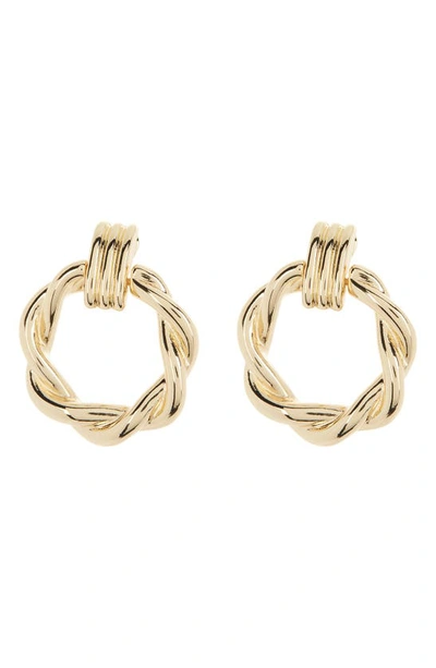 Shop Anne Klein Doorknocker Clip Earrings In Gold