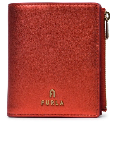 Shop Furla 'camelia' Red Laminated Leather Wallet