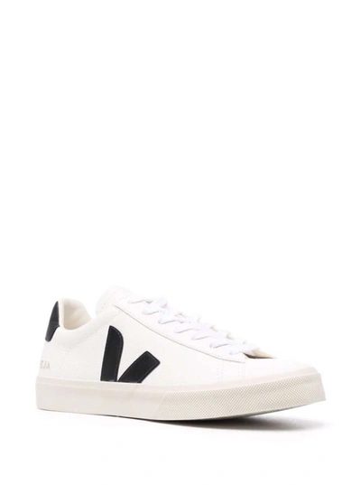 Shop Veja 'campo' White And Black Low Top Sneakers In Vegan Leather Woman