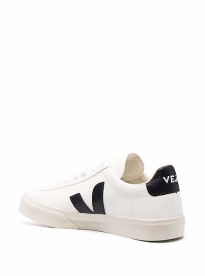Shop Veja 'campo' White And Black Low Top Sneakers In Vegan Leather Woman