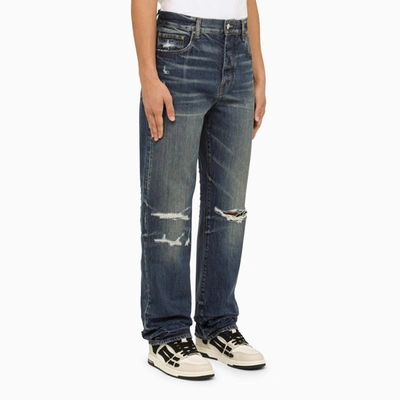 Shop Amiri Jeans With Tears River Indigo In Blue