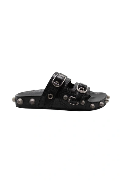 Shop Balenciaga Cagole Sandal In Black Arena Lambskin Shoes