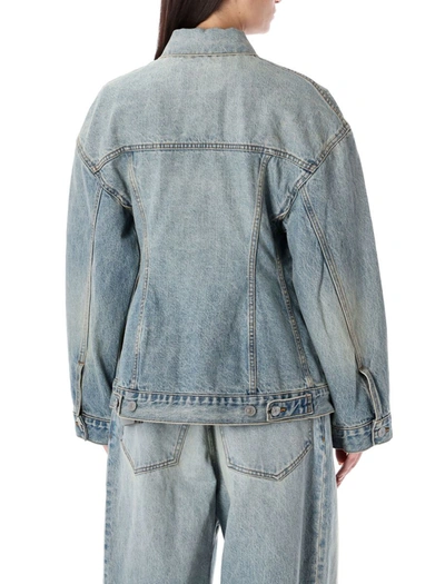 Shop Balenciaga Hourglass Denim Jacket In Light Indigo