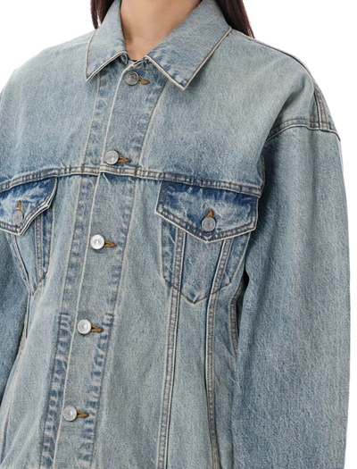 Shop Balenciaga Hourglass Denim Jacket In Light Indigo