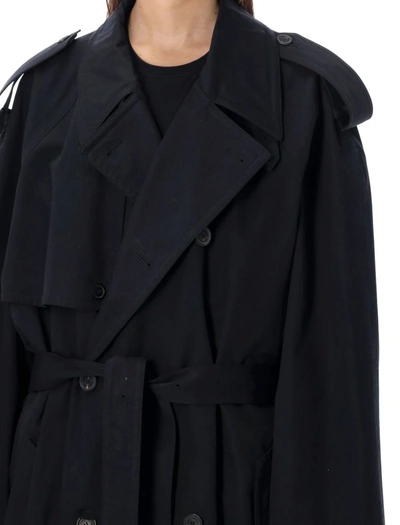 Shop Balenciaga Oversize Trench Coat In Black