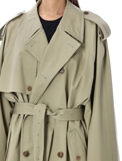 Shop Balenciaga Oversize Trench Coat In Military Beige