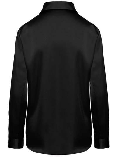 Shop Plain Black Long-sleeved Blouse And Button Fastening In Satin Woman