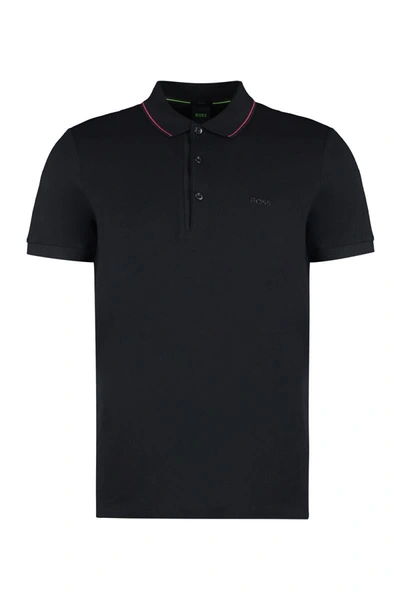 Shop Hugo Boss Boss Short Sleeve Cotton Polo Shirt In Black