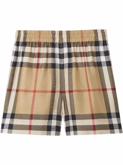 Shop Burberry Check-detail Shorts In Beige