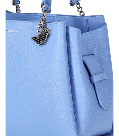 Shop Ea7 Emporio Armani  Charm Light Blue Handbag