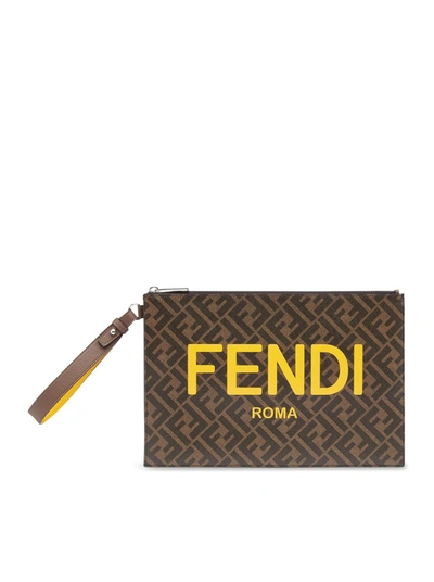 Shop Fendi Clutches Bag In Brown