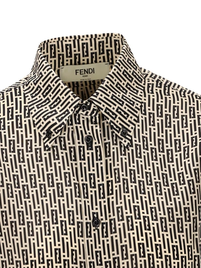 Fendi Print Silk Shirt In Black