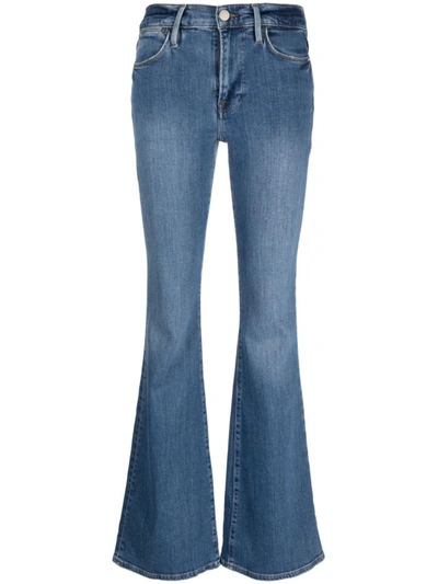 Shop Frame High-waisted Flared Jeans In Blue