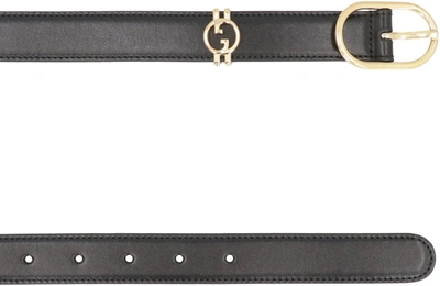 Shop Gucci Leather Belt With Metal Buckle In Black