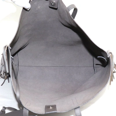 Shop Saint Laurent Grey Leather Tote Bag ()