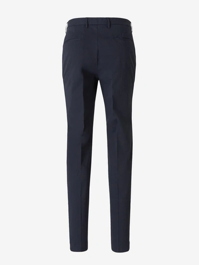 Shop Incotex Cotton Chino Trousers In Navy Blue
