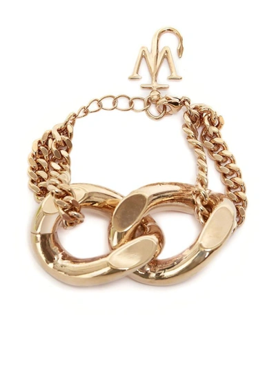 Shop Jw Anderson J.w. Anderson Logo-detail Chain-link Bracelet In Golden