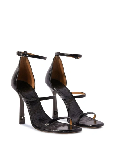 Off-white Lollipop Strappy Heel Sandals Woman Sandals Black Size 8 Calfskin In Black