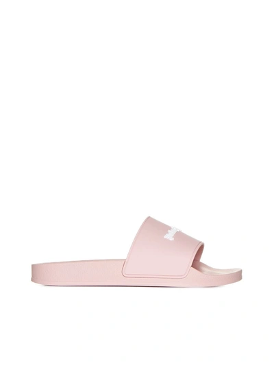 Shop Palm Angels Pink And White Rubber Slides In Pink White