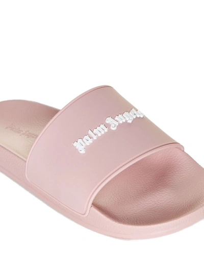 Shop Palm Angels Pink And White Rubber Slides In Pink White