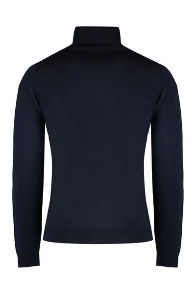 Shop Roberto Collina Turtleneck Wool Pullover In Blue