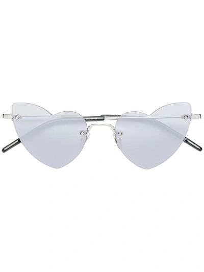 Shop Saint Laurent 'new Wave Lou Lou Heart' Sunglasses In Silver