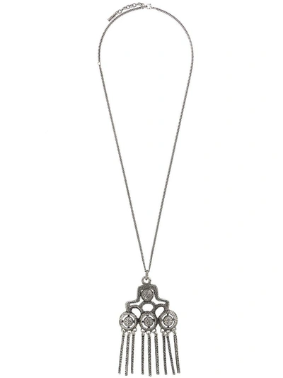 Shop Saint Laurent Talisman Charm Necklace In Silver