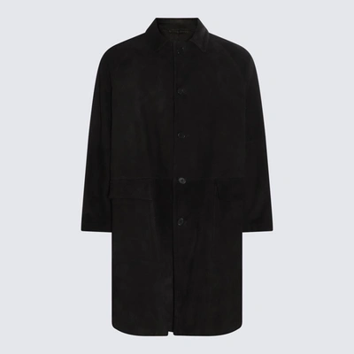 Shop Salvatore Santoro Black Leather Long Coat