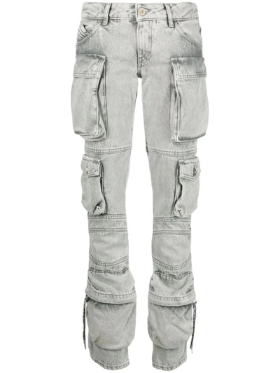 Shop Attico The  Straight Essie Jeans With Low Waist In Grey