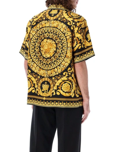 Shop Versace Barocco Silk Shirt In Black Gold