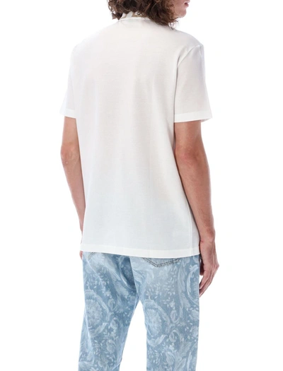 Shop Versace Greca Short-sleeved Polo Shirt In White