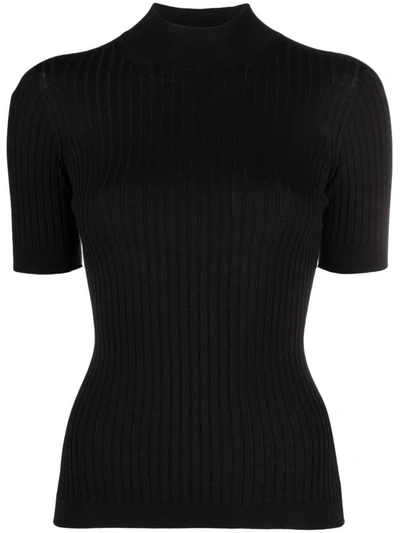 Shop Versace Knit Sweater Seamless Essential Series Clothing In Black