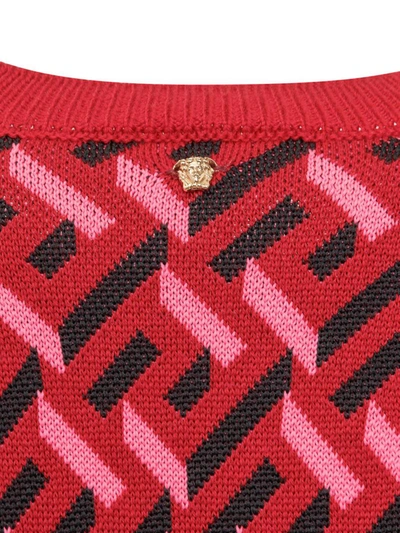 Shop Versace La Greca Sweater In Red