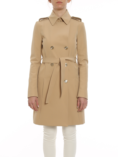 Shop Patrizia Pepe Stretch Technical Fabric Trench Coat In Beige