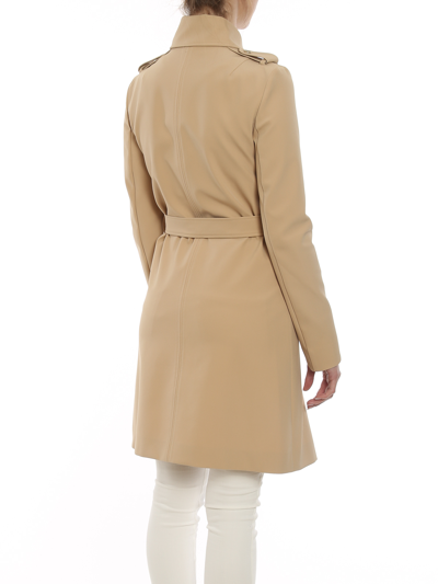 Shop Patrizia Pepe Stretch Technical Fabric Trench Coat In Beige