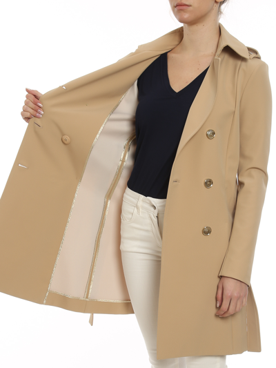 Shop Patrizia Pepe Stretch Technical Fabric Trench Coat In Beige