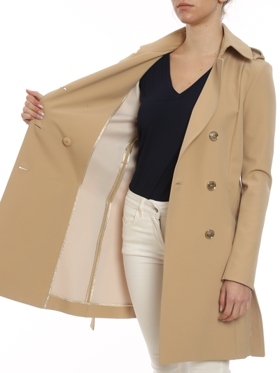 Patrizia Pepe Double-breasted Belted Trench Coat In Beige
